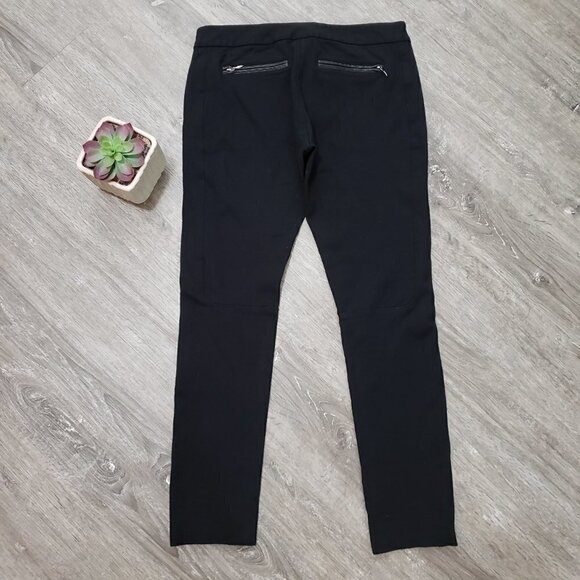 Paige Premium Los Feliz Black Label Leather Trim Ponte Ankle Pants 27 - Picture 3 of 11